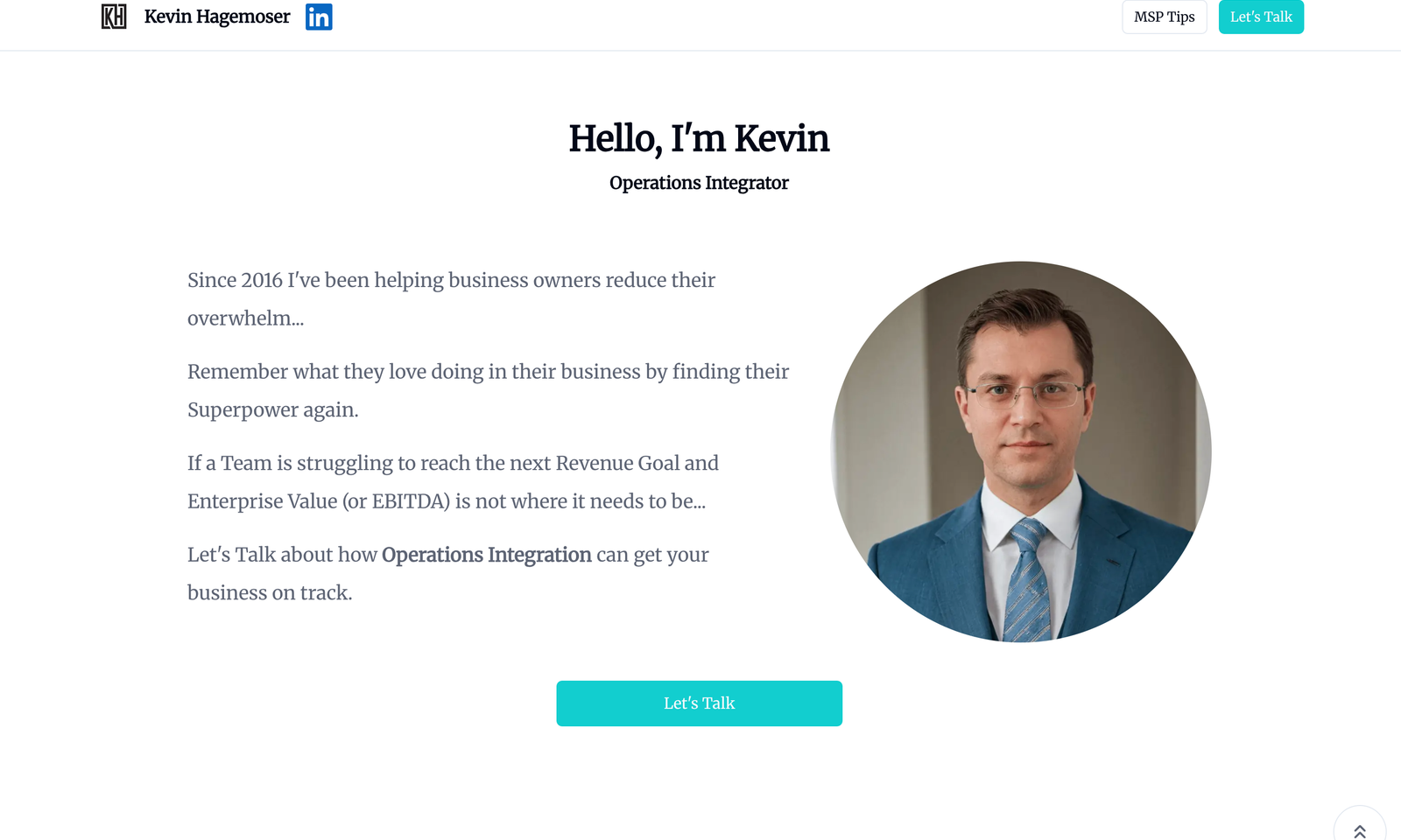 Screenshot preview of the Kevin Hagemoser website homepage.