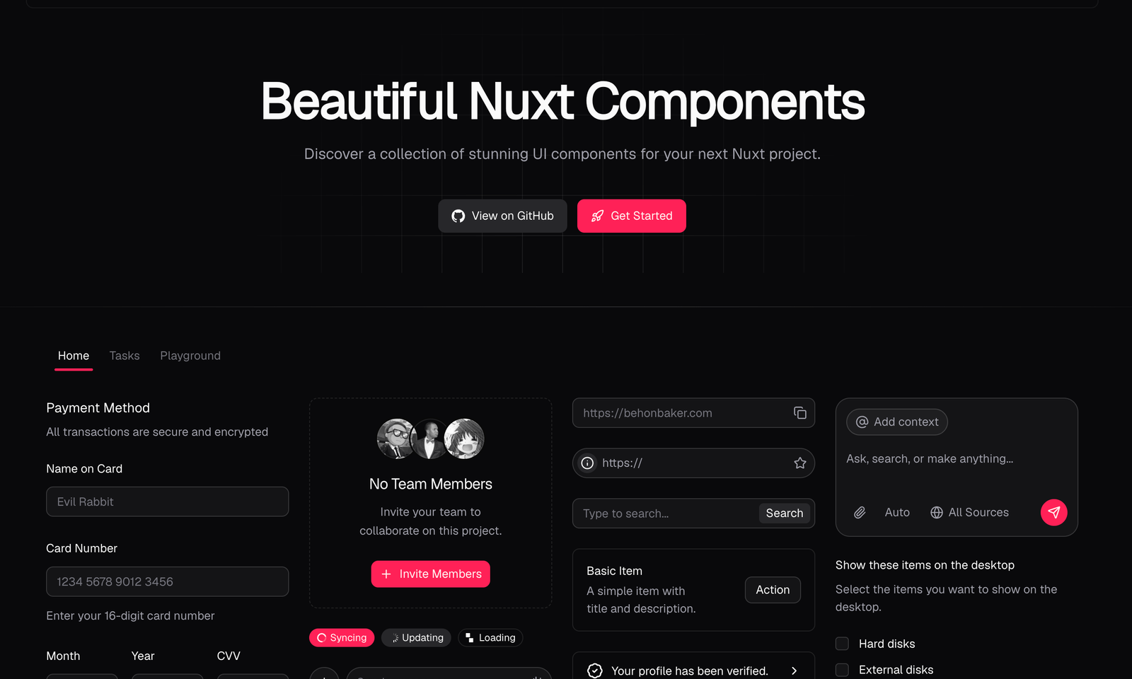 UI Thing documentation and component interface preview.